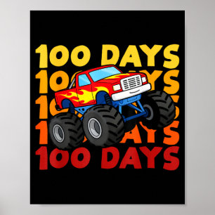 100 Days Of School Kids Monster Truck Boys And Gir Poster