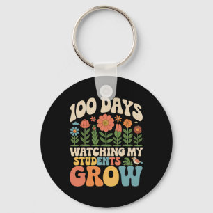 100 Days Of School Kindergarten 100 Days Growing F Keychain