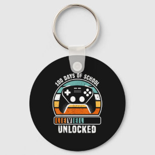 100 Days Of School Level Unlocked Funny Gamers Boy Keychain