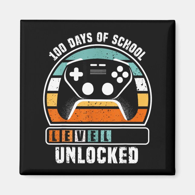 100 Days Of School Level Unlocked Funny Gamers Boy Magnet (Front)