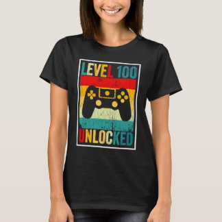 100 Days Of School Level Unlocked Gamer Video Game T-Shirt