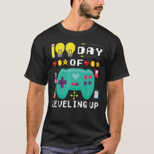100 Days of School Levelling Up Video Gamer 100th T-Shirt
