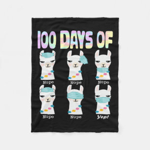 100 Days Of School Llama Face Mask Student Quarant Fleece Blanket