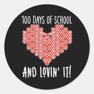 100 Days Of School Lovin It Hearts Valentines Day  Classic Round Sticker