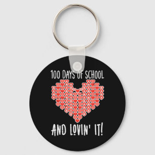 100 Days Of School Lovin It Hearts Valentines Day Keychain