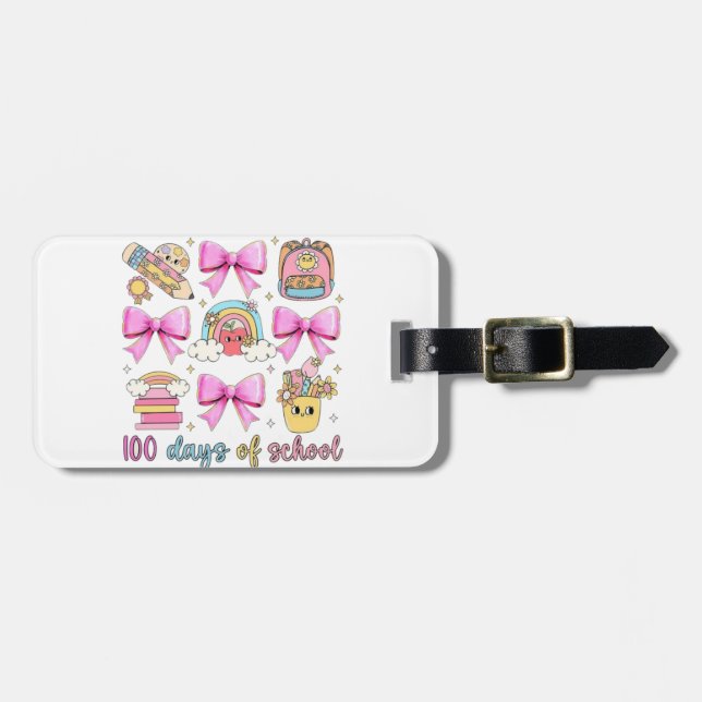 🌈🎀 100 Days of School 🎉📚 Luggage Tag (Front Horizontal)
