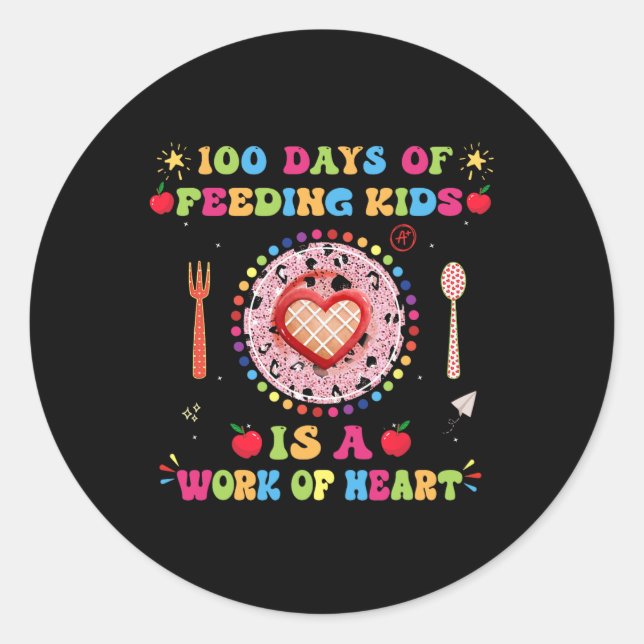 100 Days Of School Lunch Lady For Lunch Lady Cafet Classic Round Sticker (Front)