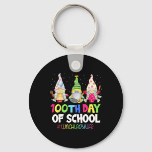 100 Days Of School Lunch Lady Gnome Gnomies Cafete Keychain