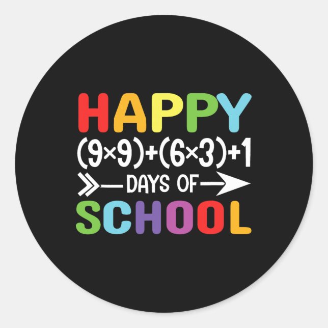 100 Days Of School Math Teacher Equation 100th Day Classic Round Sticker (Front)