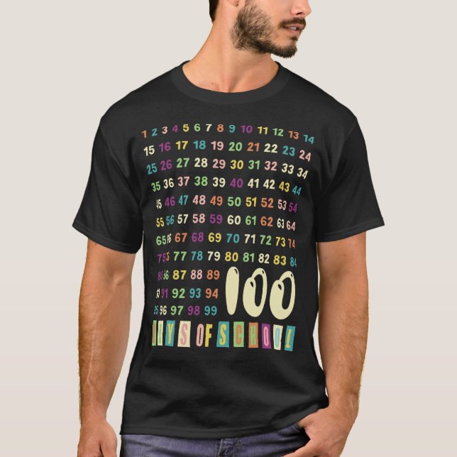 100 Days of School Math Teachers Girls Counting T-Shirt (Front)