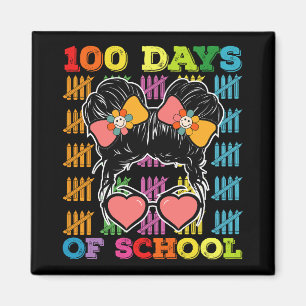 100 Days Of School Messy Bun Teacher Magnet