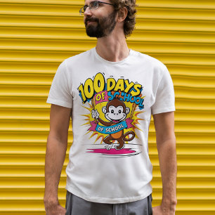 100 Days of School Monkey Celebration Design  T-Shirt