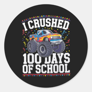 100 Days Of School Monster Truck 100th Day Of Classic Round Sticker