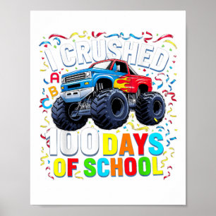 100 Days Of School Monster Truck 100th Day Of Poster