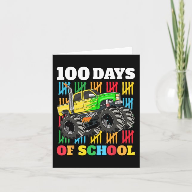 100 Days of School Monster Truck 100th Day of Scho Card (Front)