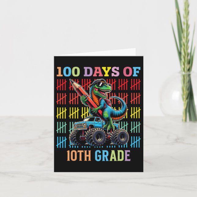 100 Days Of School Monster Truck 100th Day Of Scho Card (Front)