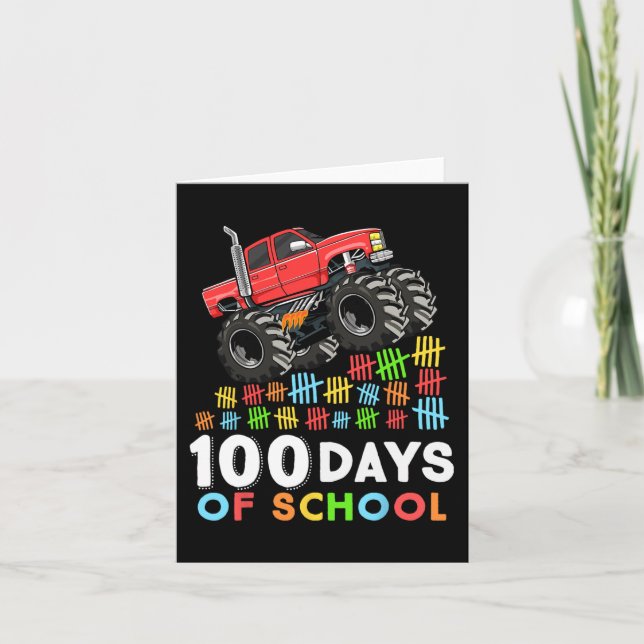 100 Days of School Monster Truck 100th Day of Scho Card (Front)