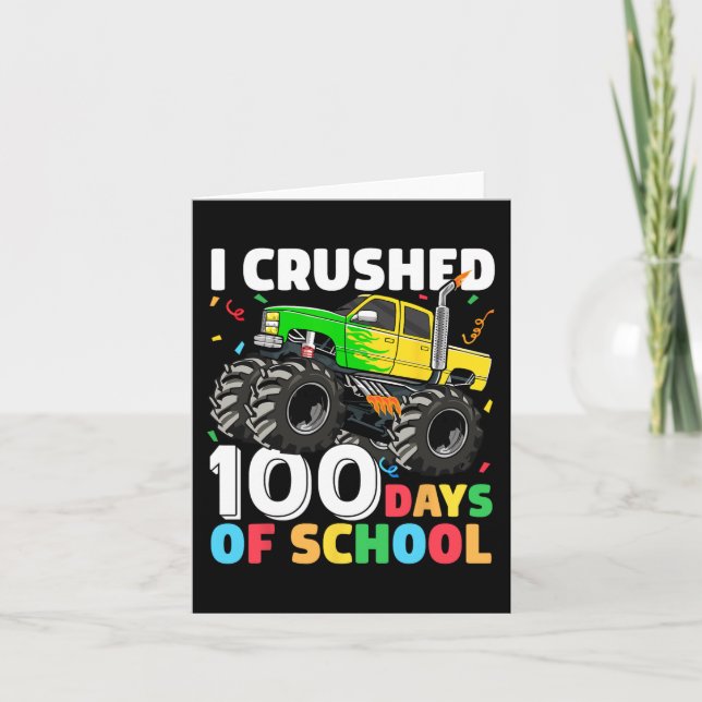 100 Days of School Monster Truck 100th Day of Scho Card (Front)