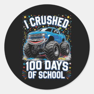 100 Days Of School Monster Truck 100th Day Of Scho Classic Round Sticker