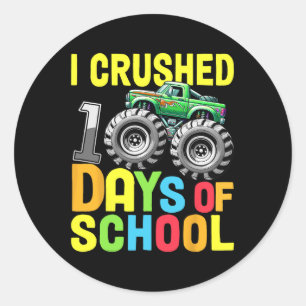 100 Days Of School Monster Truck 100th Day Of Scho Classic Round Sticker