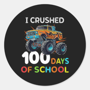 100 Days Of School Monster Truck 100th Day Of Scho Classic Round Sticker