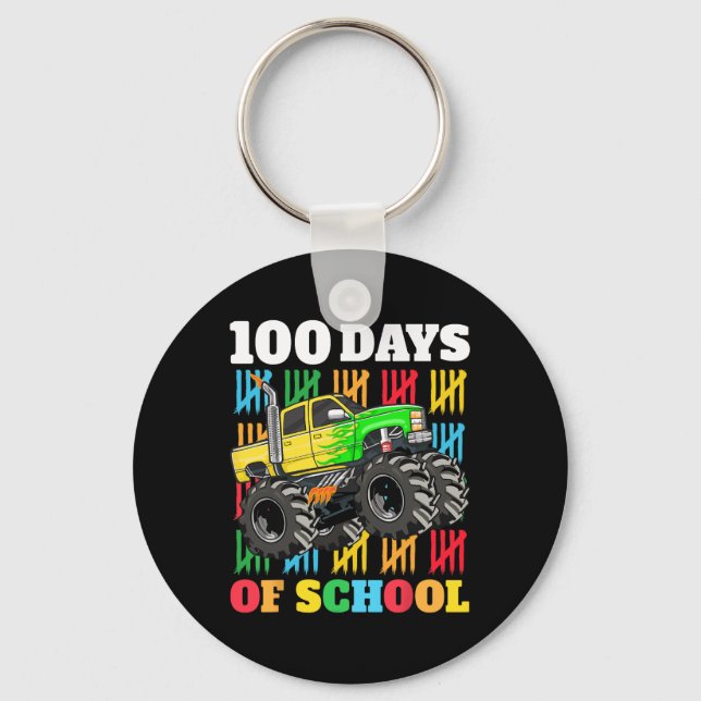 100 Days of School Monster Truck 100th Day of Scho Keychain (Front)