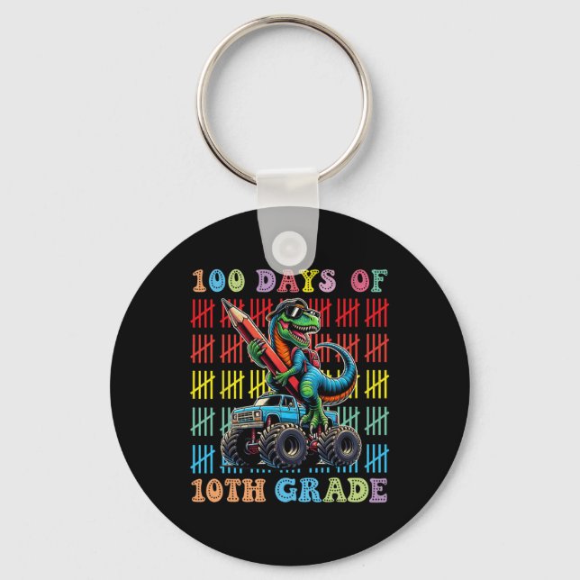 100 Days Of School Monster Truck 100th Day Of Scho Keychain (Front)
