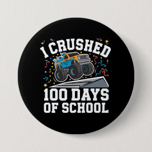 100 Days of School Monster Truck 100th Day School 3 Inch Round Button