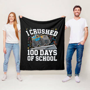 100 Days of School Monster Truck 100th Day School Fleece Blanket