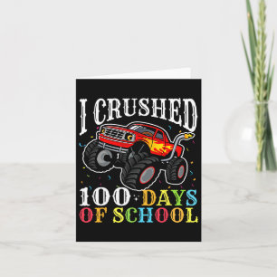 100 Days Of School Monster Truck Boys Girls  Card