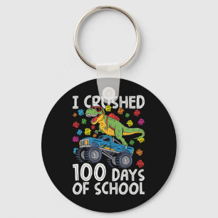 100 Days Of School Monster Truck T-rex 100th Day O Keychain
