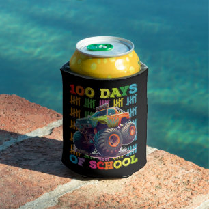100 Days Of School Monster Truck Teacher Student Can Cooler