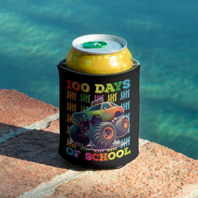 100 Days Of School Monster Truck Teacher Student Can Cooler (In Situ Pool)