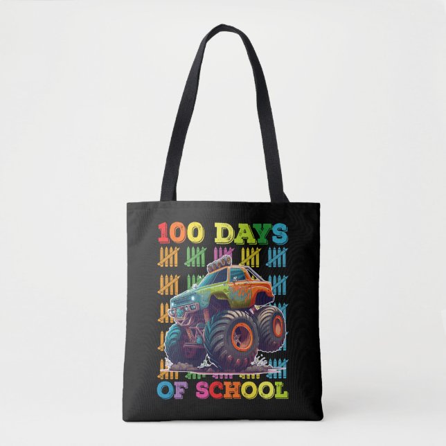 100 Days Of School Monster Truck Teacher Student Tote Bag (Front)