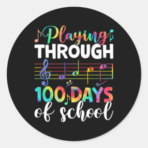 100 Days Of School Music Teacher Student Gifts 100 Classic Round Sticker