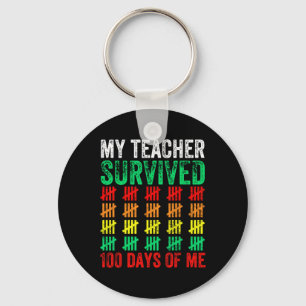 100 Days Of School My Teacher Survived 100 Days Of Keychain