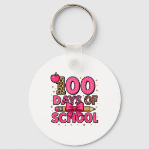 100 Days Of School Nk Coquette Bow Girls 100th Day Keychain