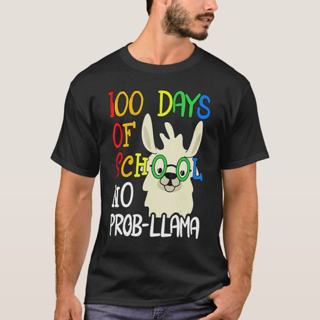 100 Days Of School No Prob Llama 100th Day School  T-Shirt (Front)