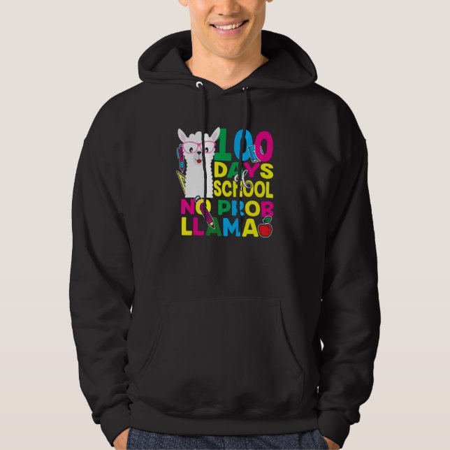 100 Days Of School No Prob-llama Llama Teacher And Hoodie (Front)