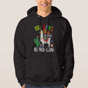 100 Days Of School No Prob Llama Lover Teacher Kid Hoodie
