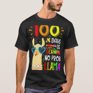 100 Days Of School No Prob Llama Lover Teacher Kid T-Shirt