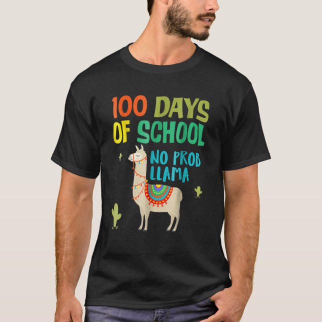 100 Days Of School No Prob LLAMA Shirt 2023 For Bo (Front)