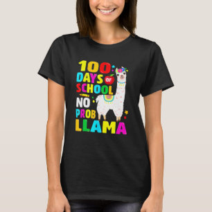 100 Days Of School No Problem Llama Girl 100th Day T-Shirt
