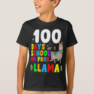 100 days of school no probllama funny llama T-Shirt