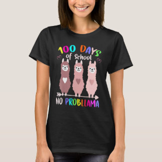 100 Days of School No Probllama Llama 100th day Te T-Shirt