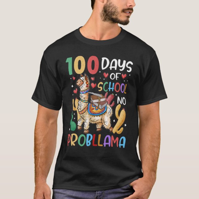 100 Days Of School No Probllama Llama 100th Day Te T-Shirt (Front)