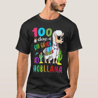 100 Days Of School No Probllama Llama 6th Grade Te T-Shirt