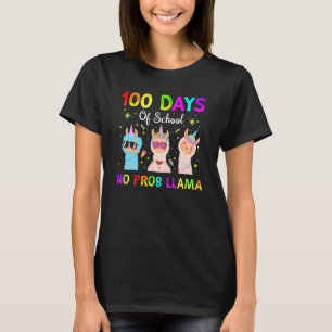 100 Days Of School No Probllama Llama Happy 100th  T-Shirt