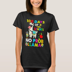 100 Days Of School No Probllama Llama Happy 100th  T-Shirt