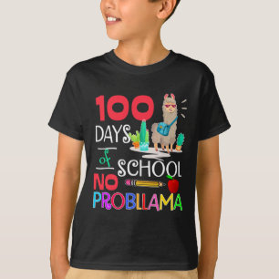 100 Days Of School No Probllama Llama Llama Girls  T-Shirt